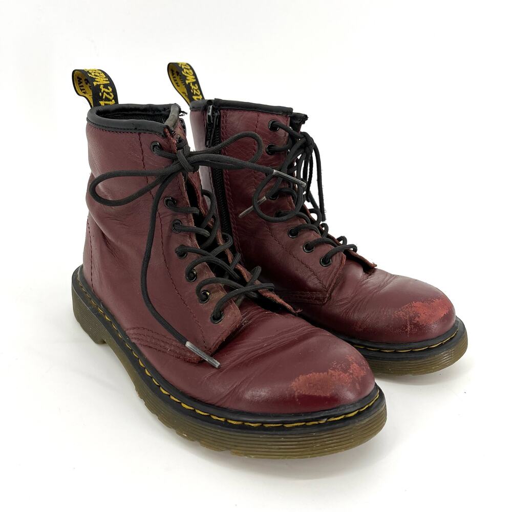 Dr Martens red maroon burgundy 1460 junior lace‎ up boots (US3)